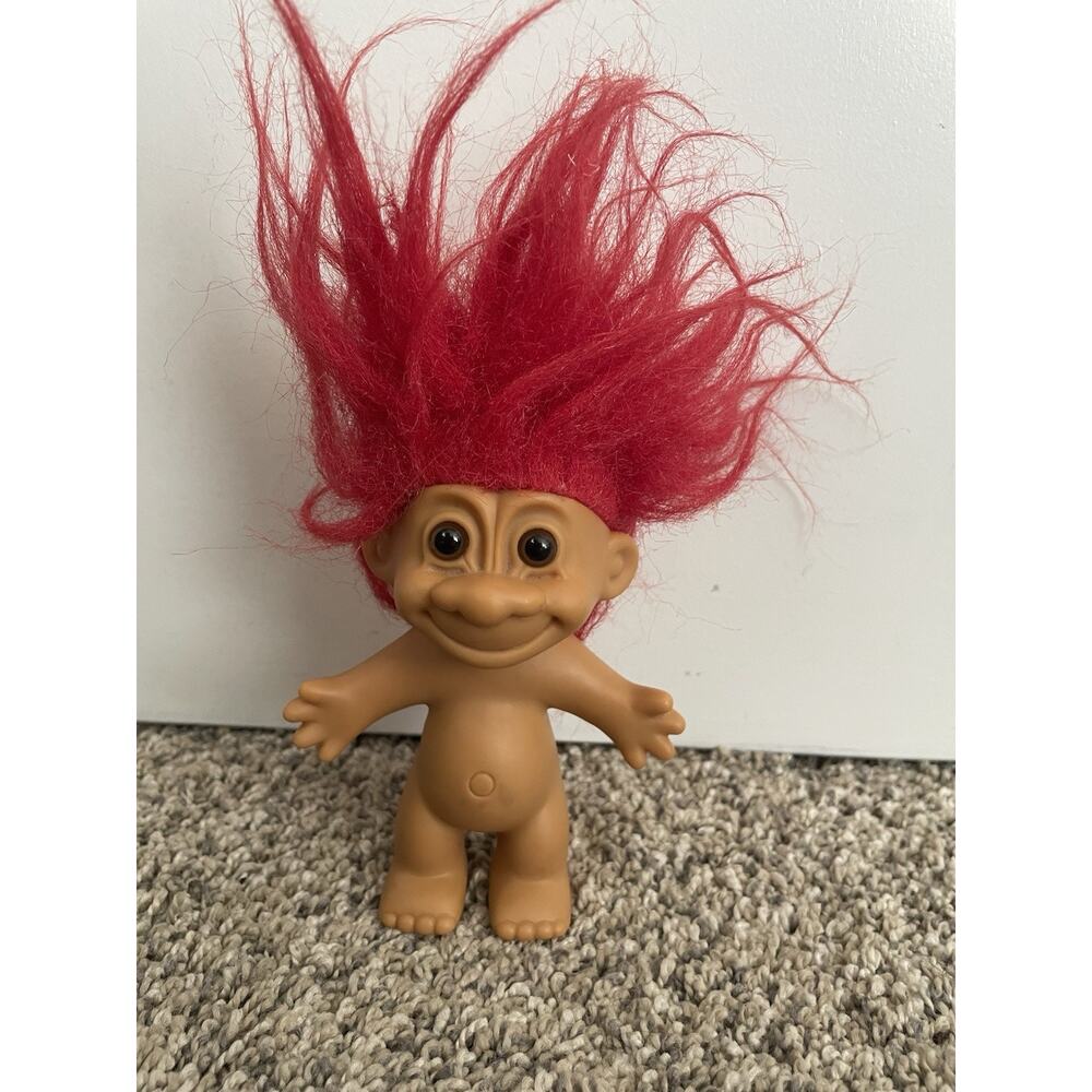 Vintage Russ Troll Doll with RedHair Bonnet 1990 Collectible Pop Culture Toy